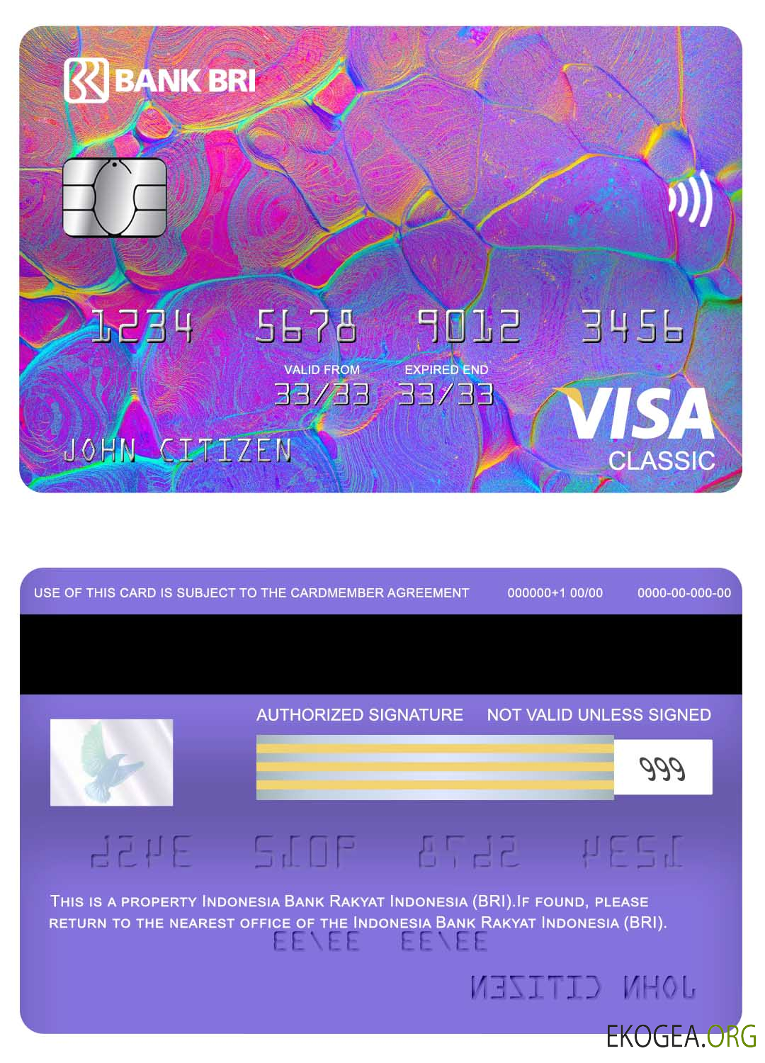 Carte visa classique Indonesia Bank Rakyat Indonesia (BRI)